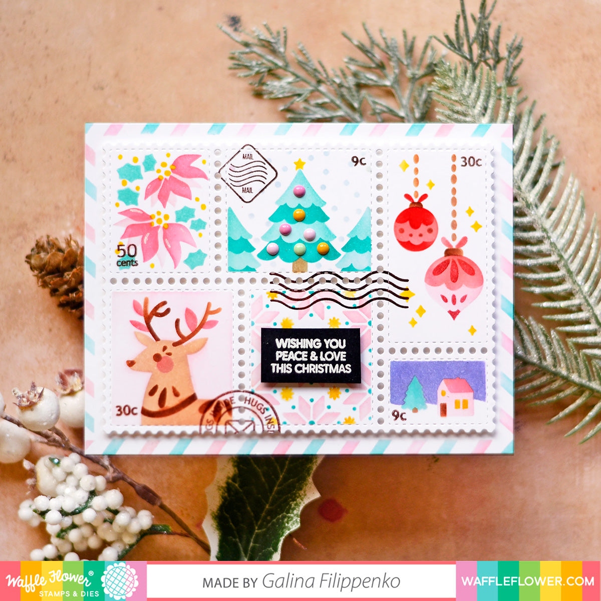 Postage Collage Christmas Stencil