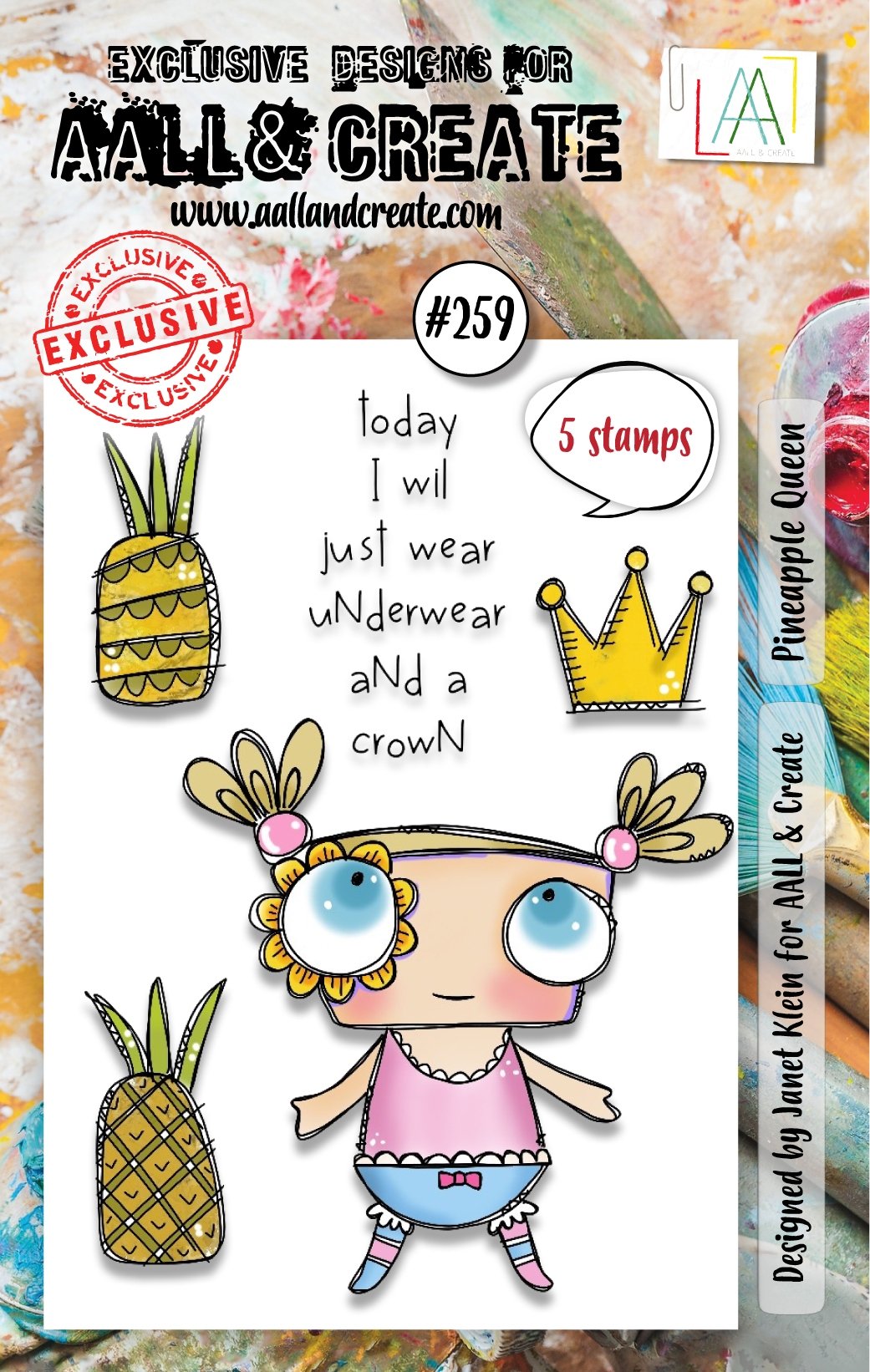 #0259 Pineapple Queen A7 Clear Stamp Set