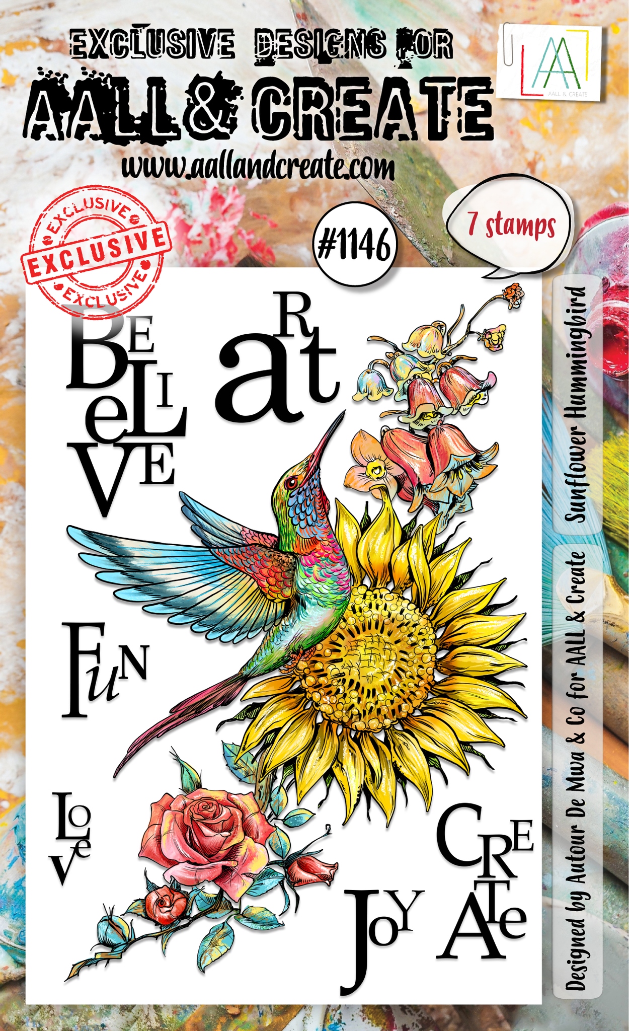 #1146 Sunflower Hummingbird A6 Stamp Set