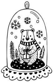 Wooden Stamp Christmas Glass Bear