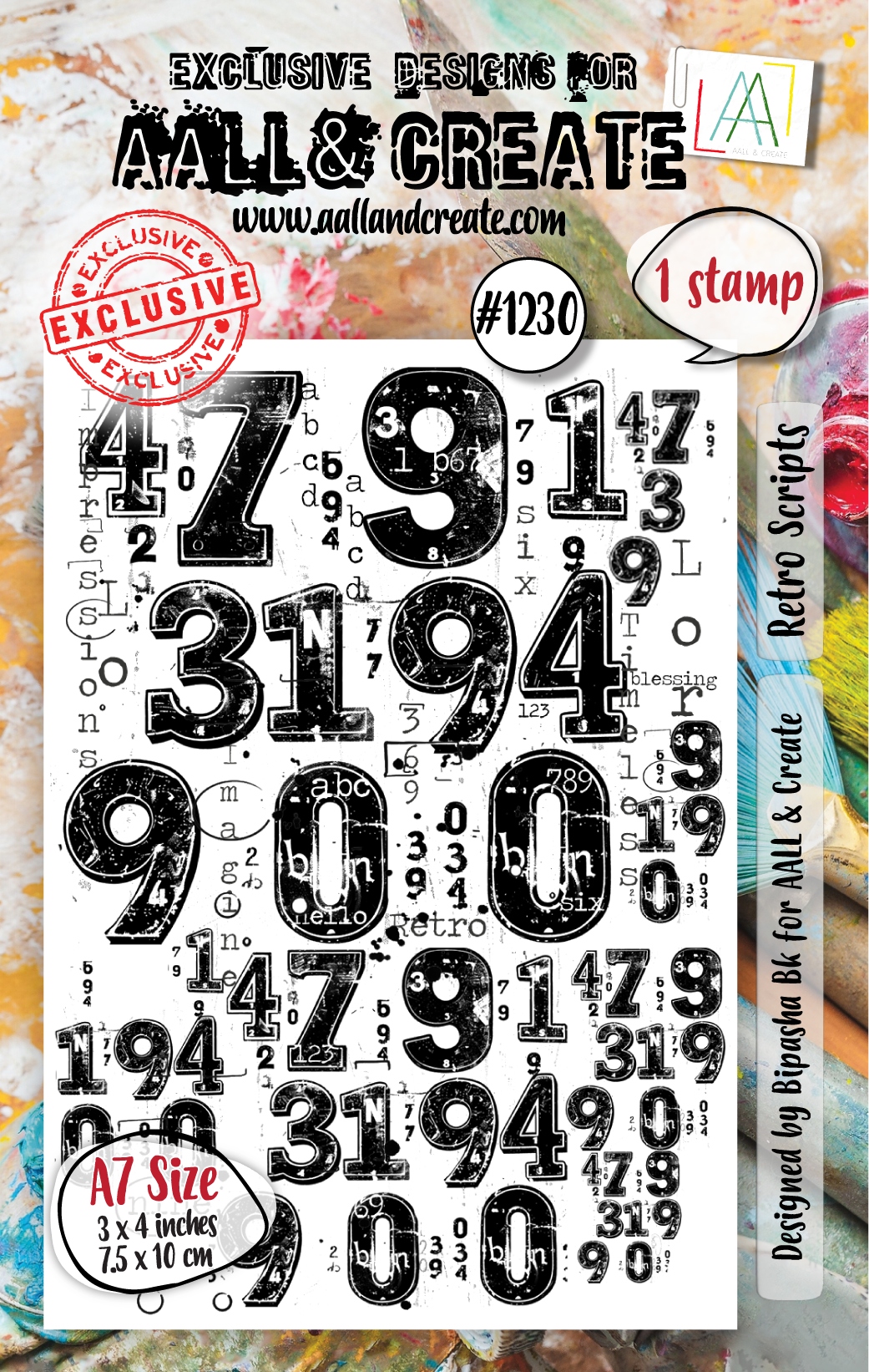 #1230 Retro Scripts A7 Stamp Set