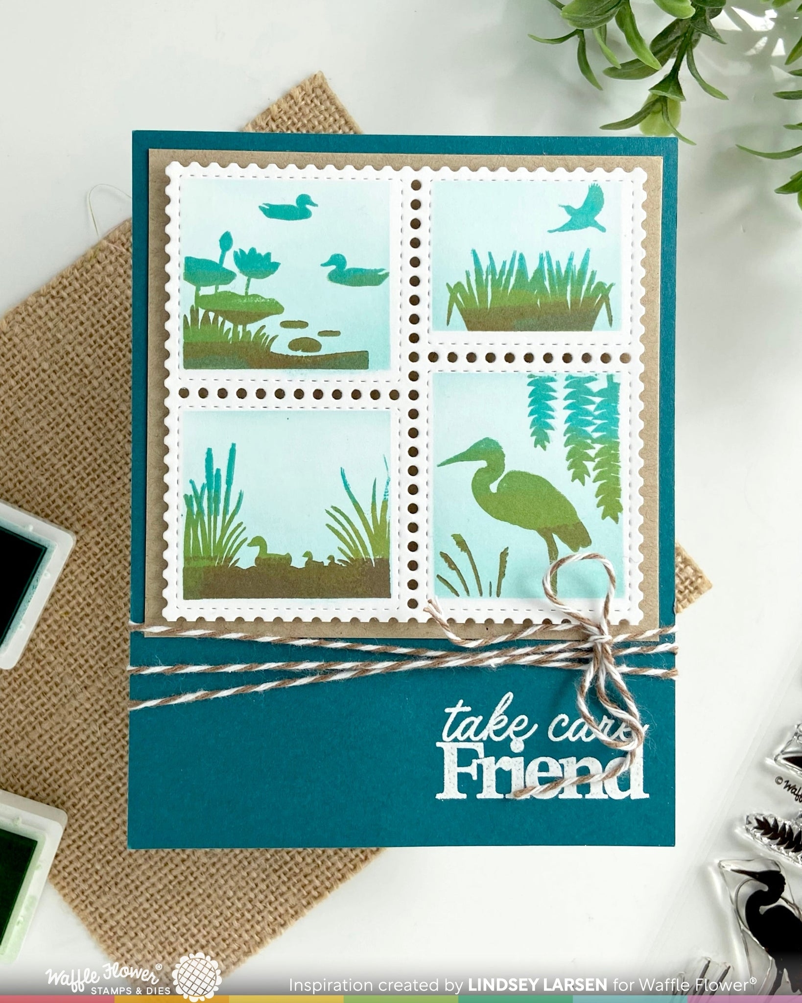 Postage Collage Lake Sunset Stamp Set