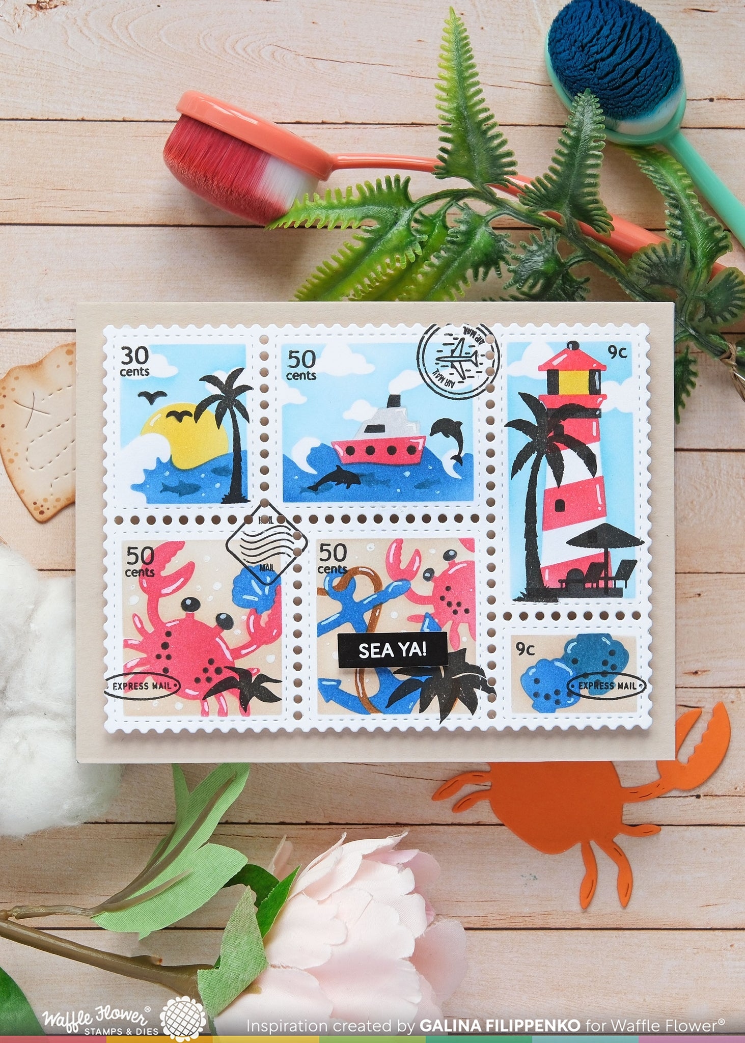 Postage Collage Coastal Stencil