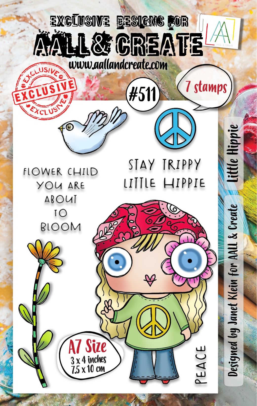 #0511 Little Hippie A7 Clear Stamp Set