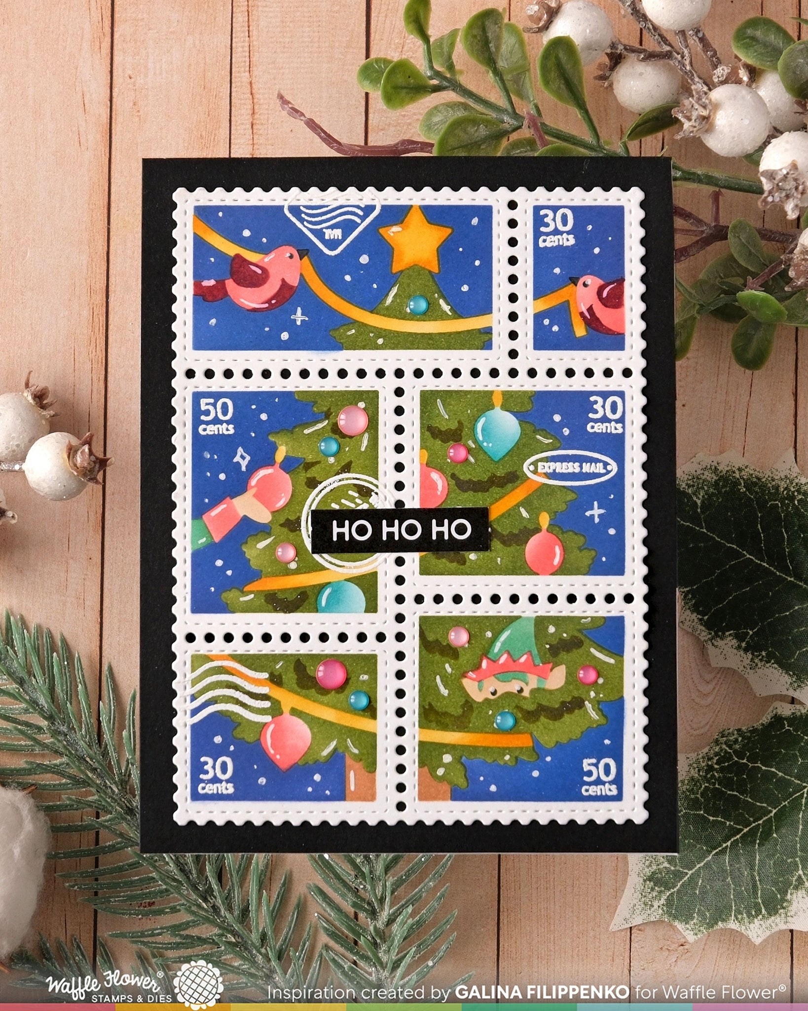 Postage Collage Vertical Tree Stencil