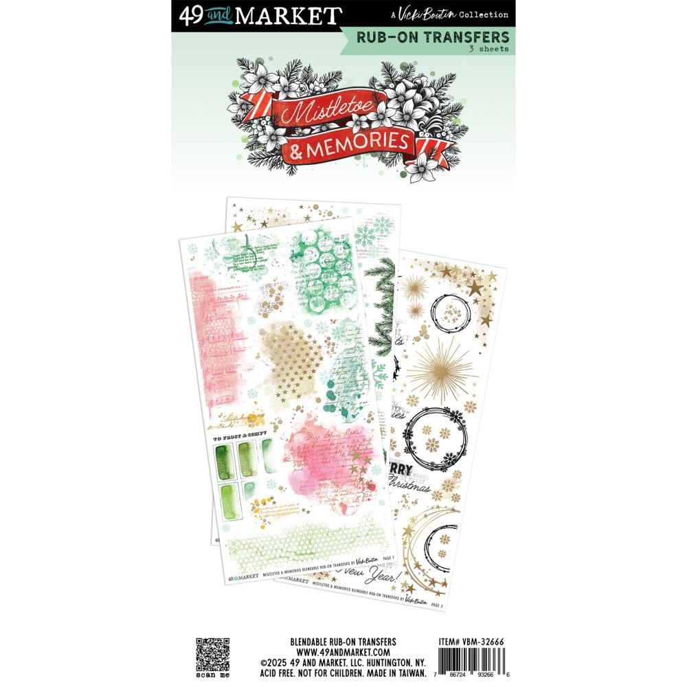 Mistletoe And Memories Rub-On Transfer Set Blendable