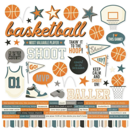 Basketball Cardstock Stickers 12"X12"