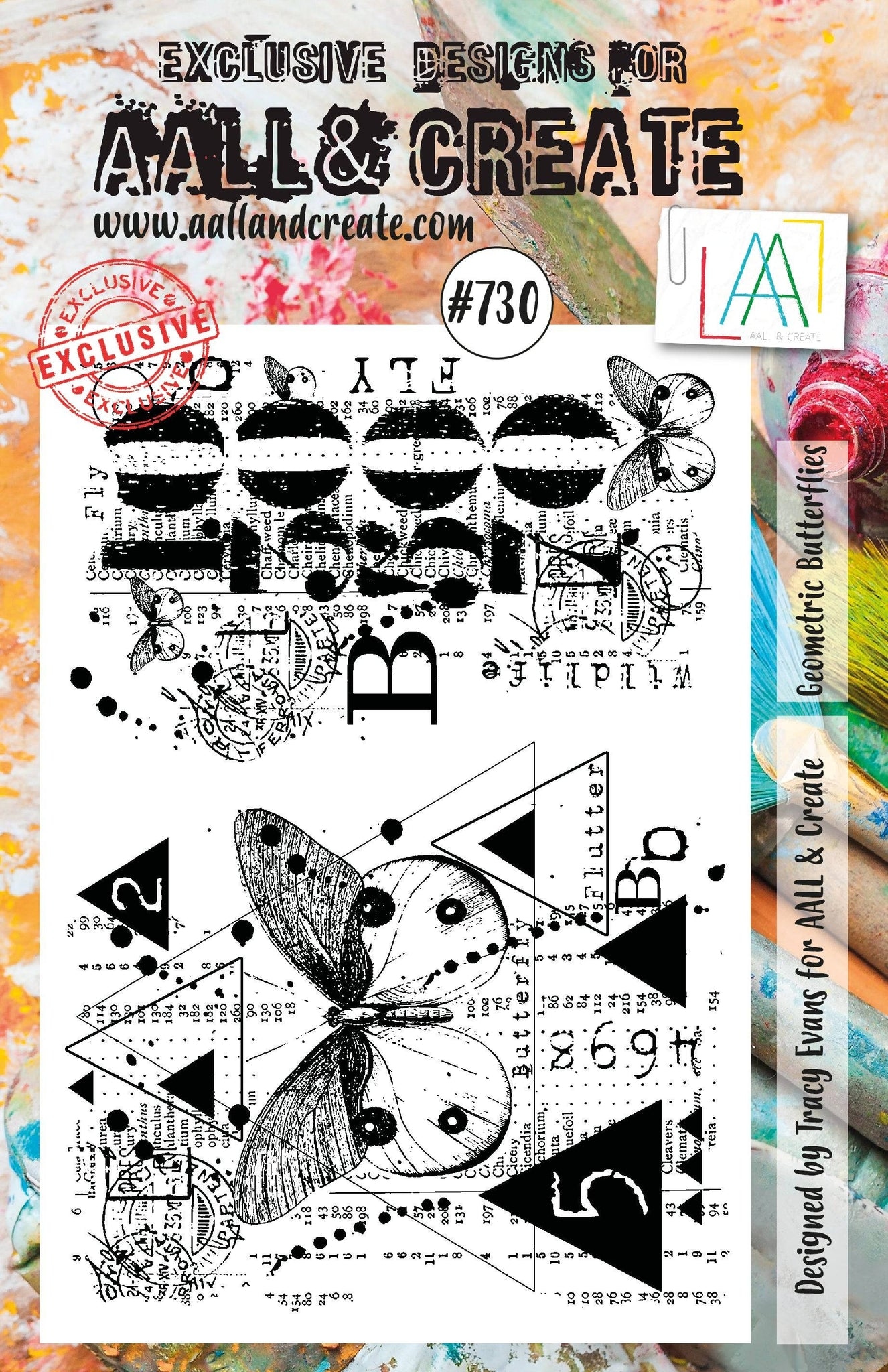 #0730 Geometric Butterflies A5 Clear Stamp Set