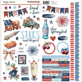 Simple Vintage Land of The Free Icon Cardstock Stickers 12"X12"