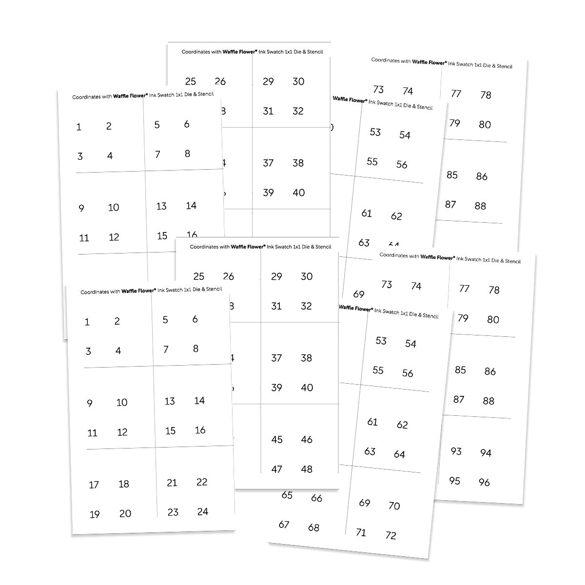 Printed Numbers for Ink Swatch 1x1 Die (2 sets of 1-96)