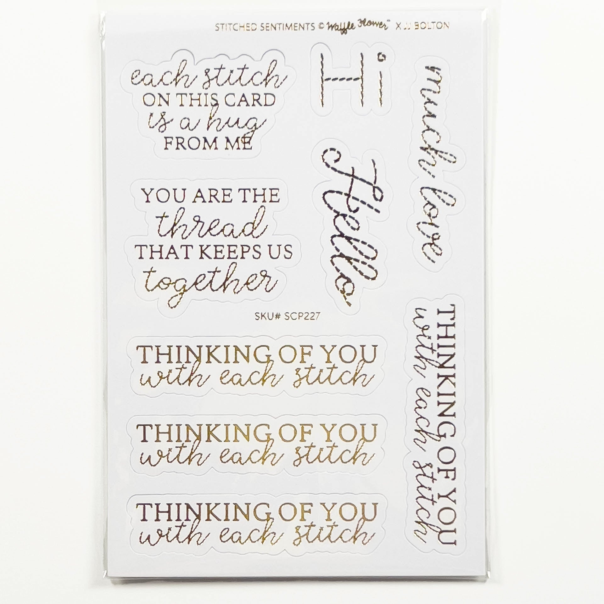 Stitched Sentiments Diecut Sheet - Gold Foiled