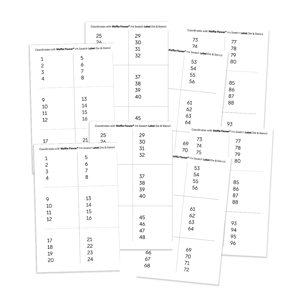 Printed Numbers for Ink Swatch Label Die (2 sets of 1-96)