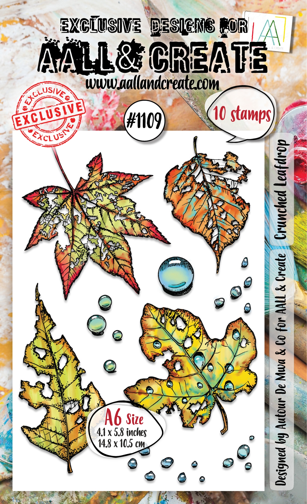 #1109 Crunched Leafdrop A6 Stamp Set