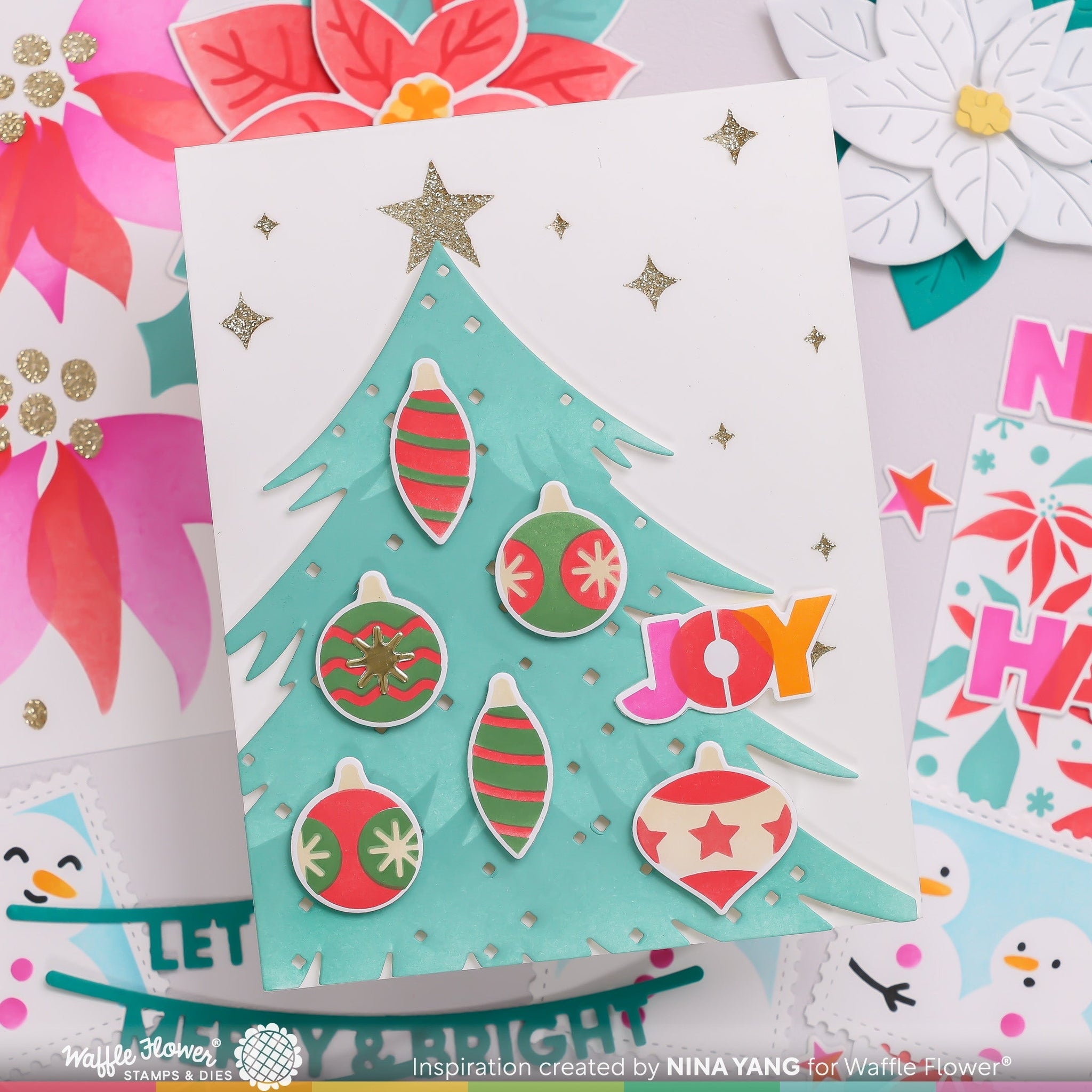 Overlapping Christmas Words Stencil Trio