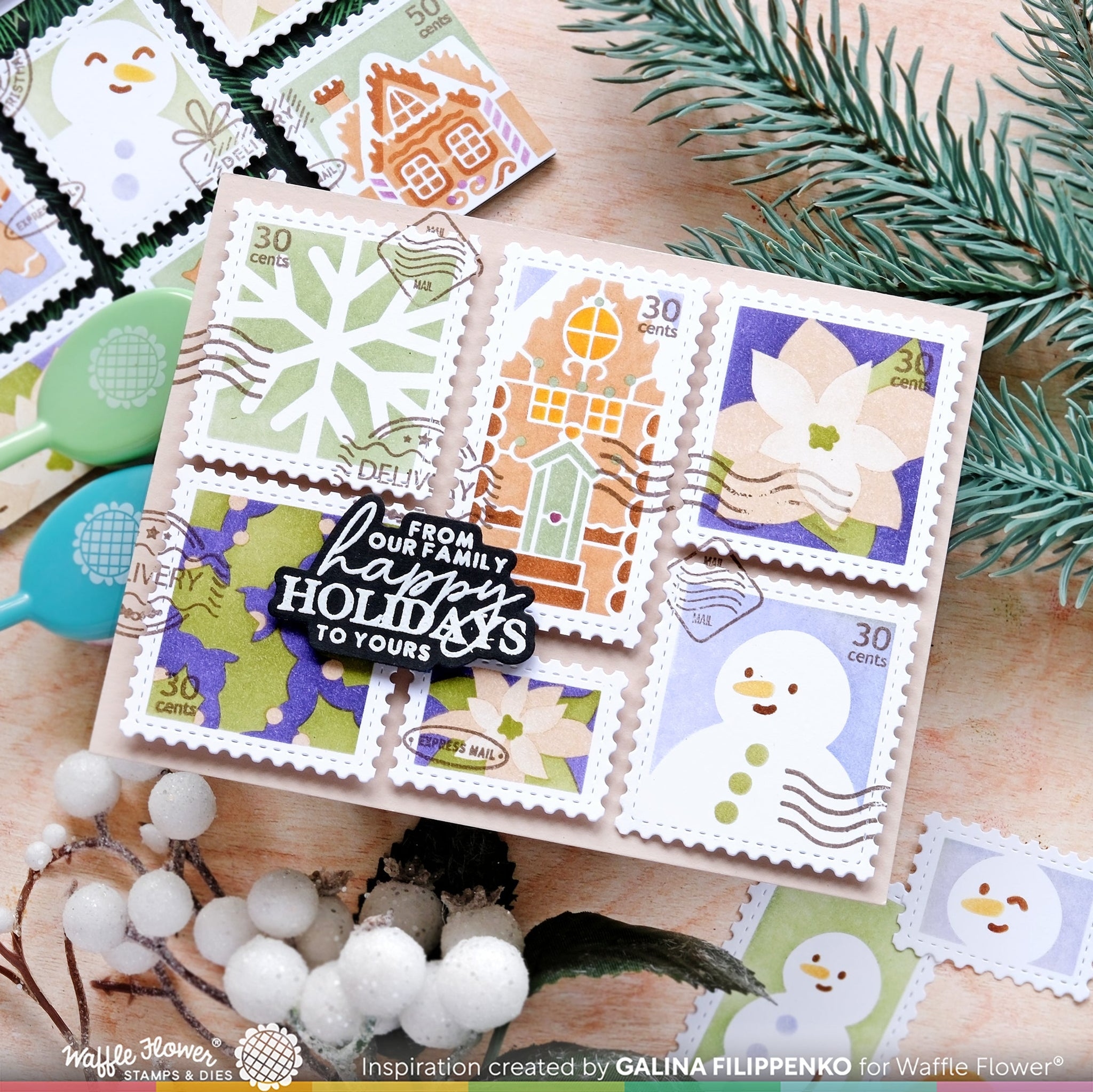 Postage Collage Poinsettia Stencil