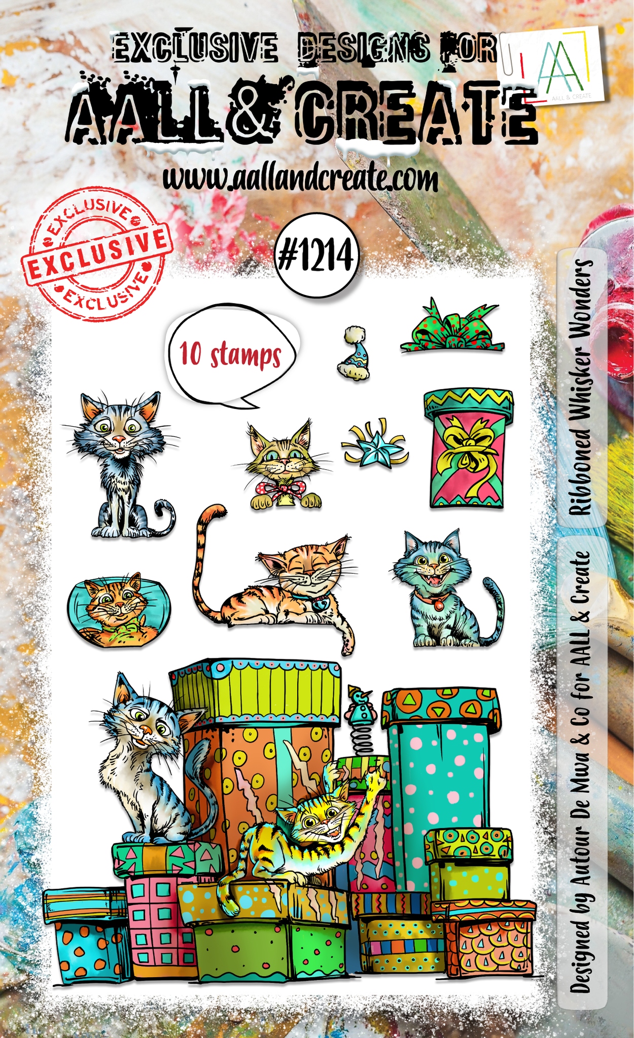 #1214 Ribboned Whisker Wonders A6 Stamp Set