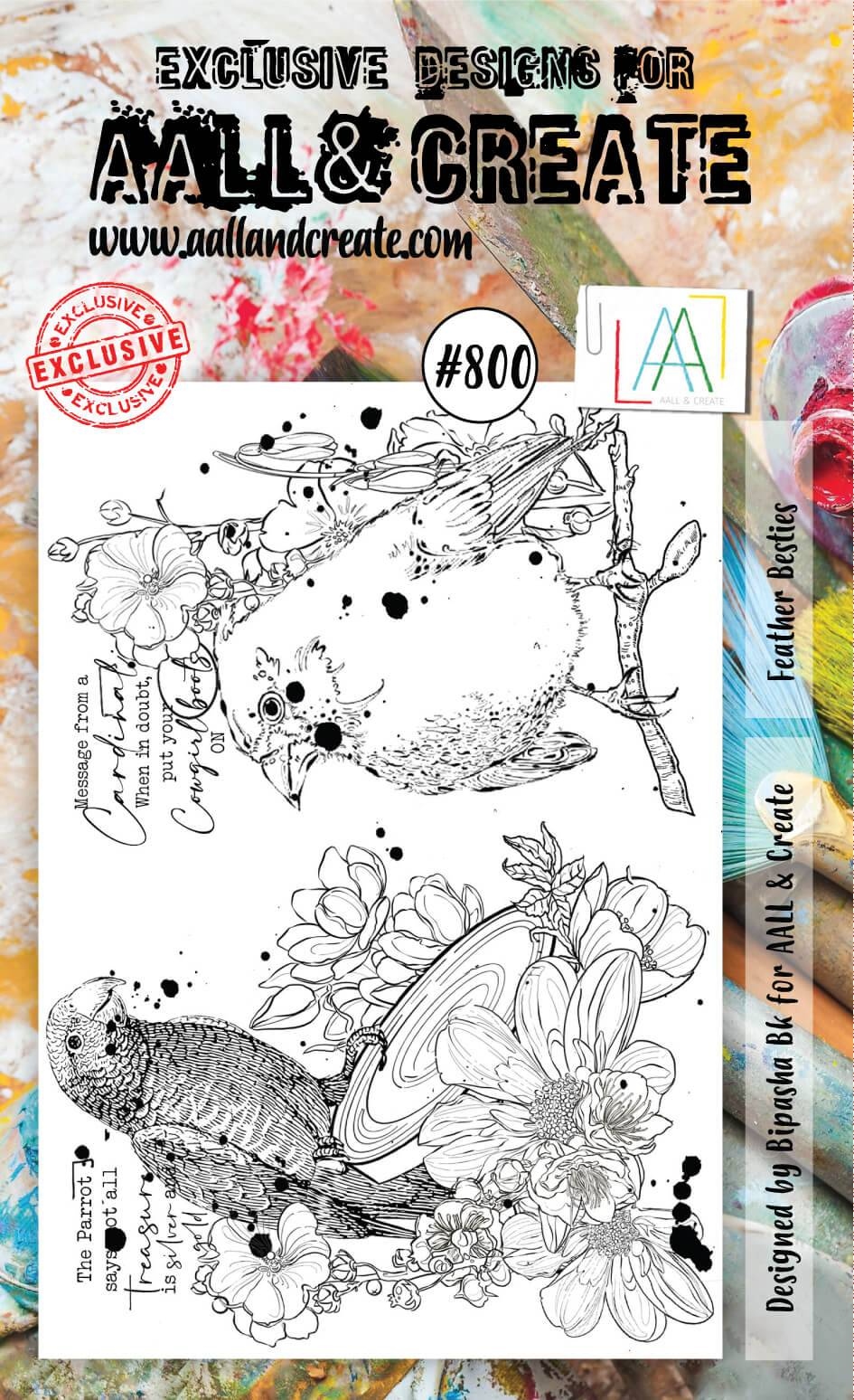 #0800 Feather Besties A6 Clear Stamp Set