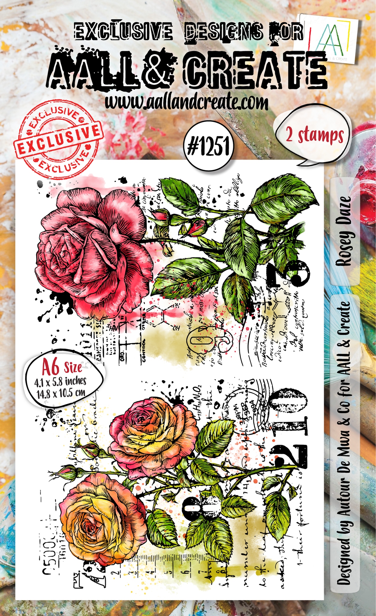 #1251 Rosey Daze  A6 Stamp Set