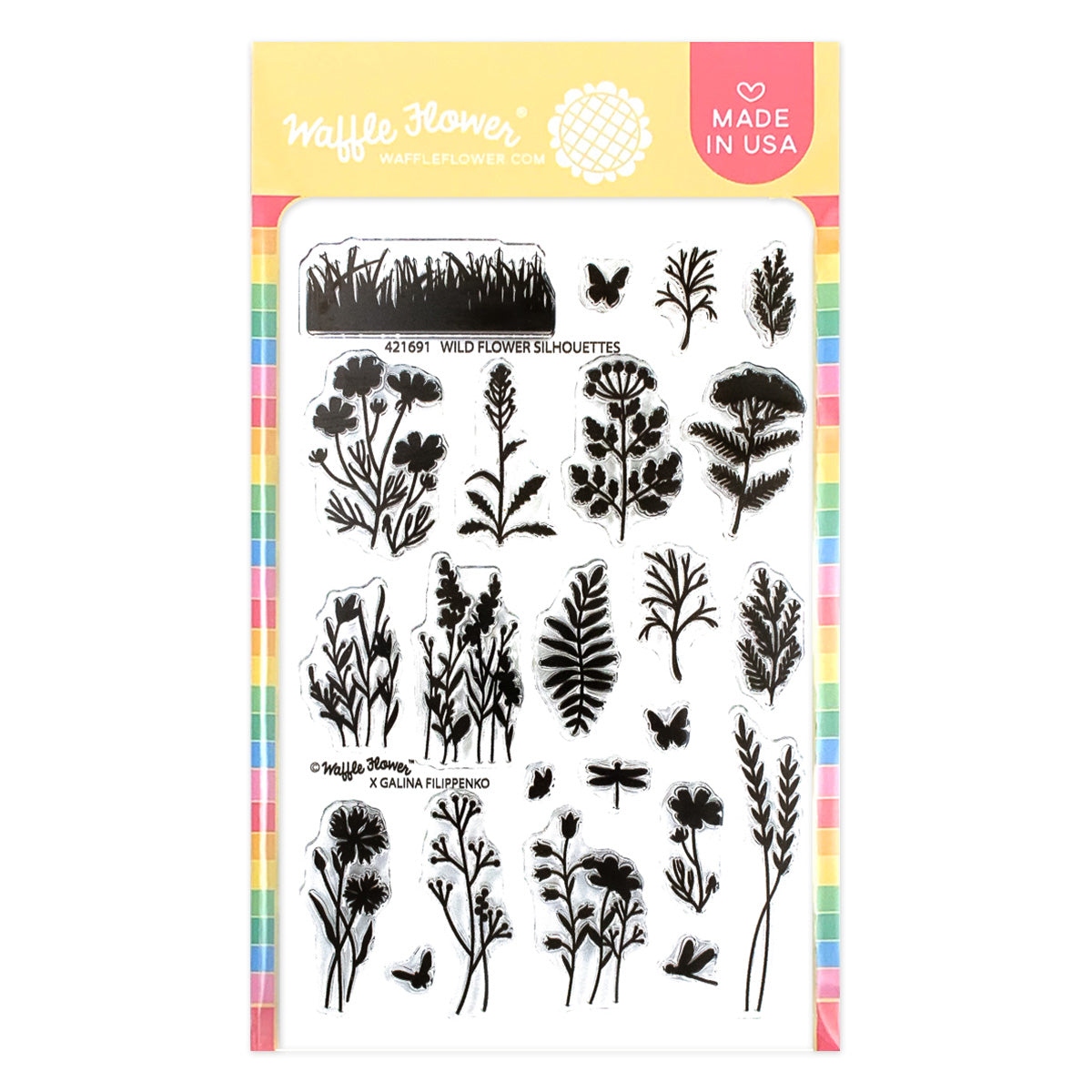 Postage Collage Wild Flower Silhouettes Stamp Set
