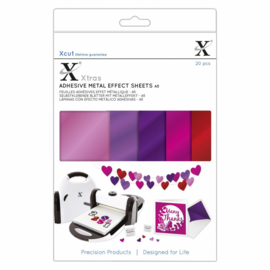 Xtra's A5 Adhesive Metal Effect Sheets Pinks