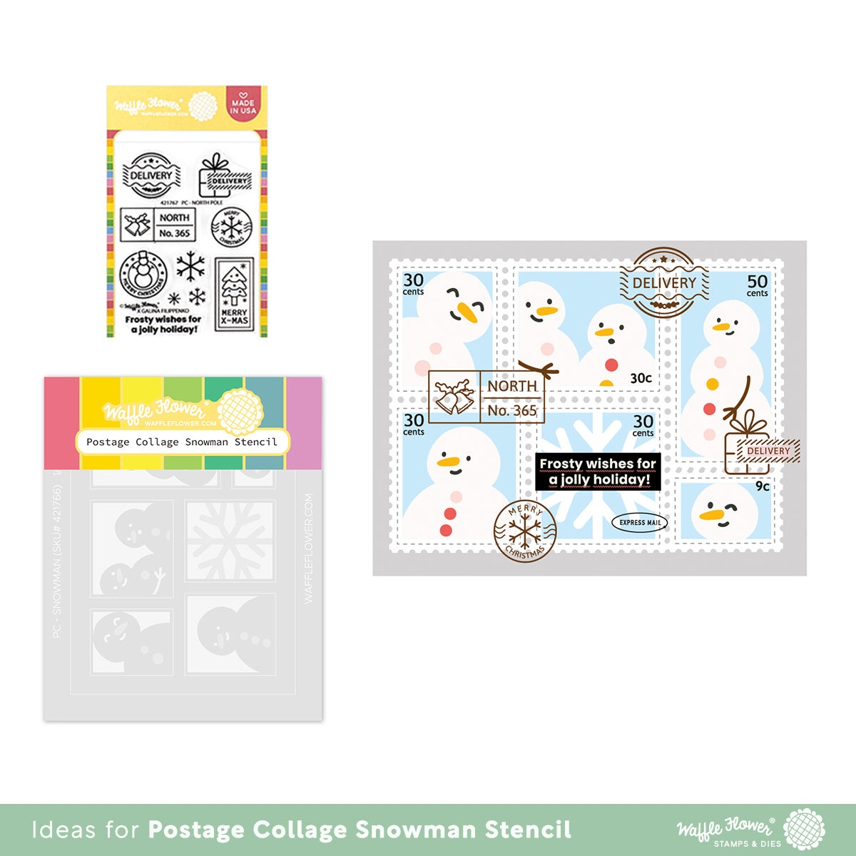 Postage Collage Snowman Stencil
