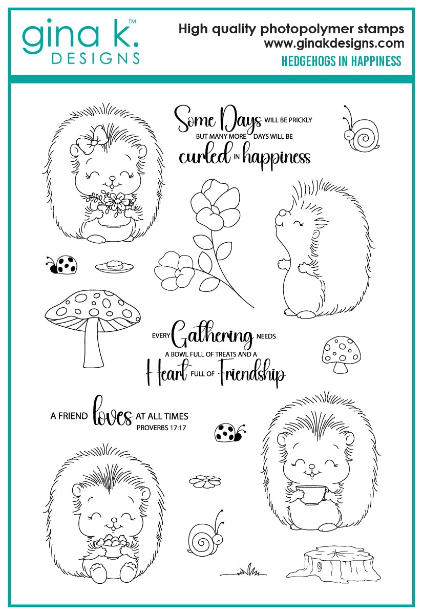 Hedgehogs in Happiness Stamps