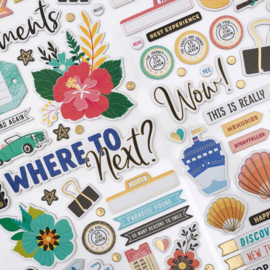 Where To Next Happy Life Phrase Chipboard Thickers Stickers