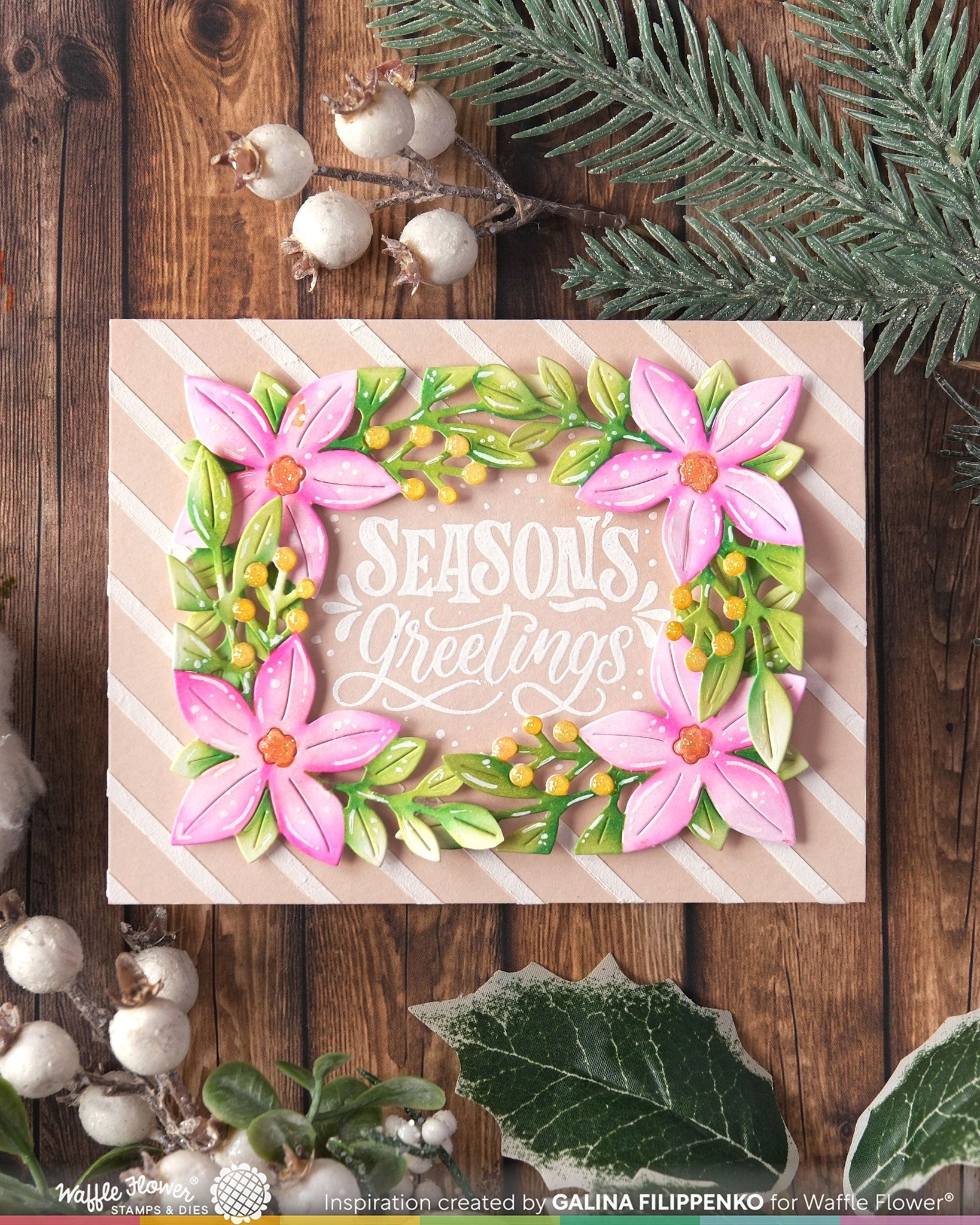 Poinsettia Frame Coloring Stencil