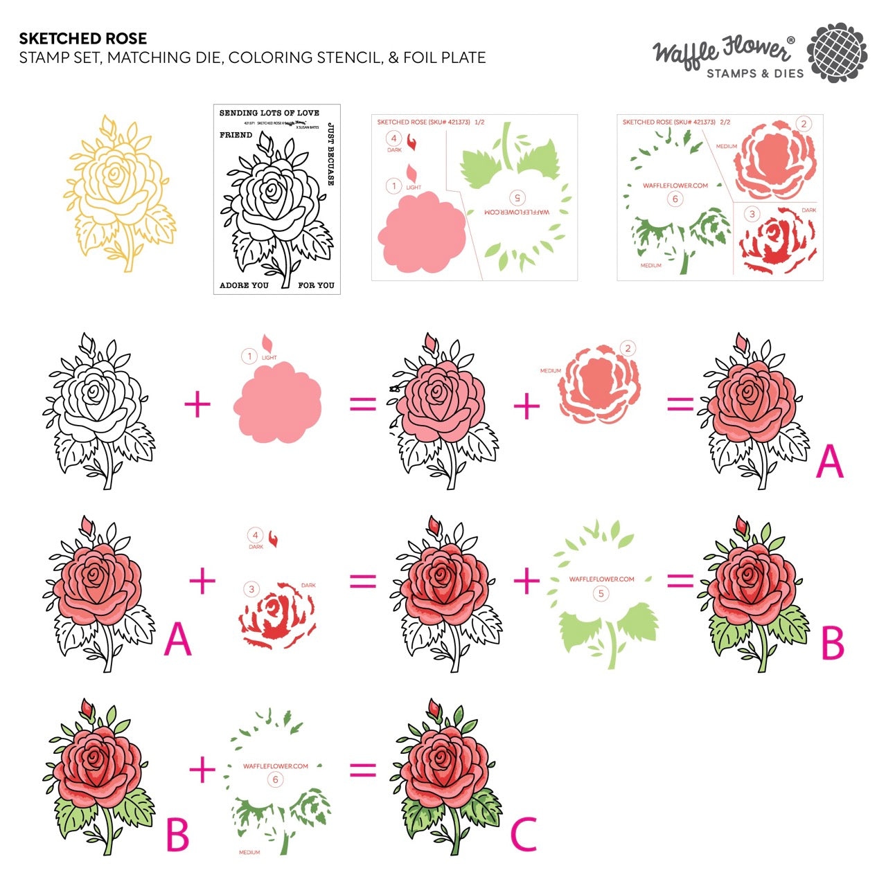 Sketched Rose Coloring Stencil