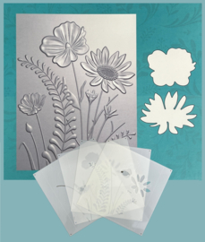 Wildflower Stems 3D Embossing Folder, Die and Stencil Bundle