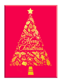Wooden Stamp Merry Christmas Tree