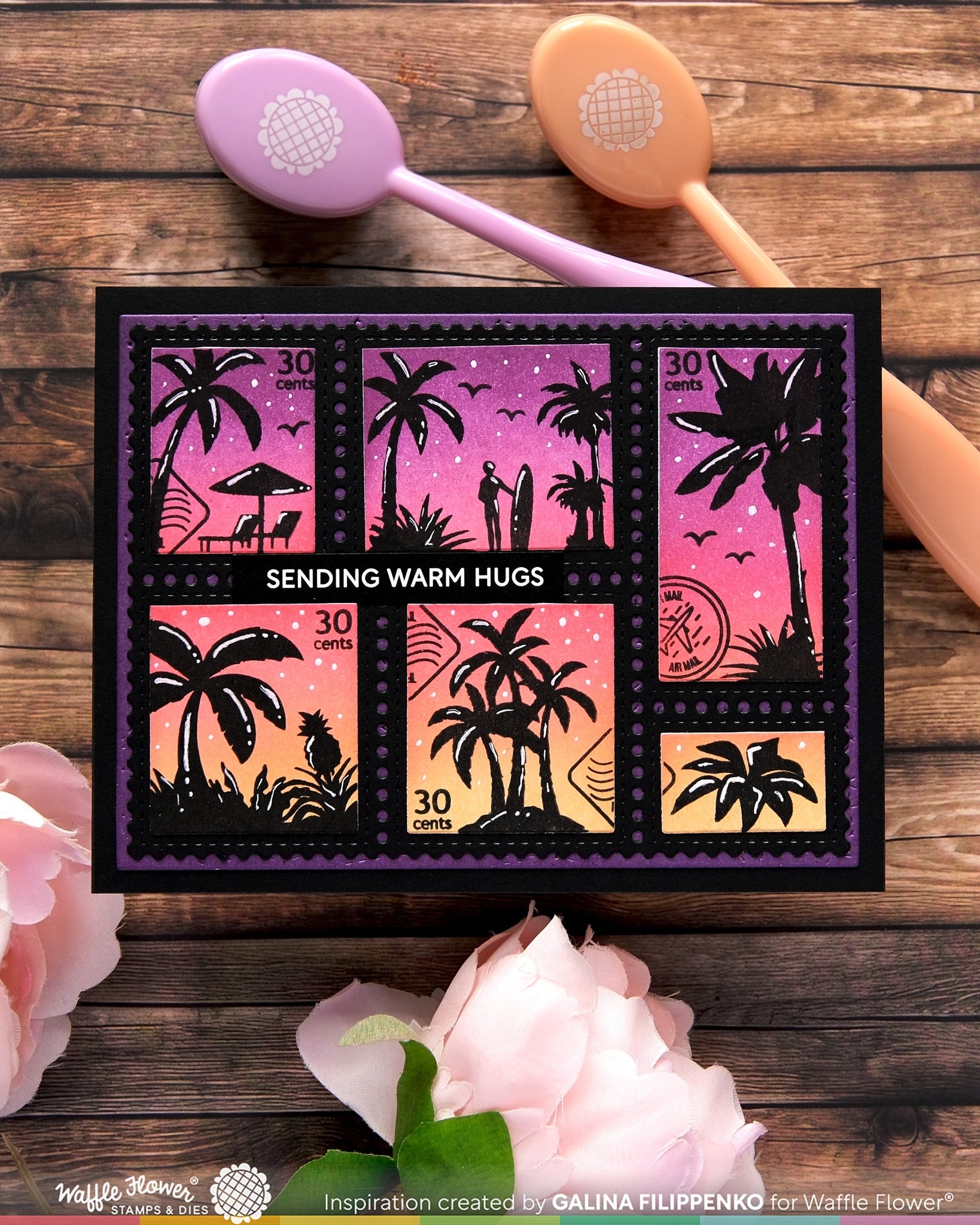 Postage Collage Tropical Sunset Stamp Set
