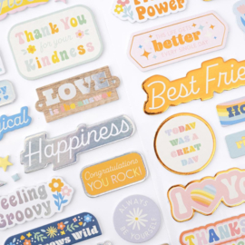 Flower Child Silver Holographic Foil Phrase Thickers Stickers