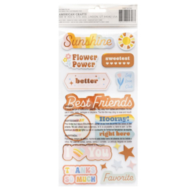 Flower Child Silver Holographic Foil Phrase Thickers Stickers