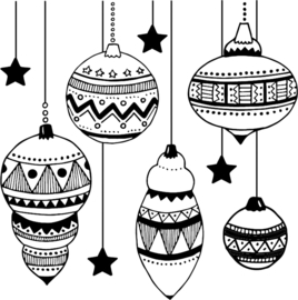 Wooden Stamp Christmas Baubles