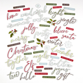 Evergreen Season Chipboard Set Words