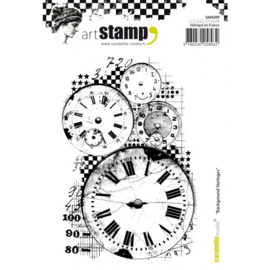 Cling stamp A6 background horloges