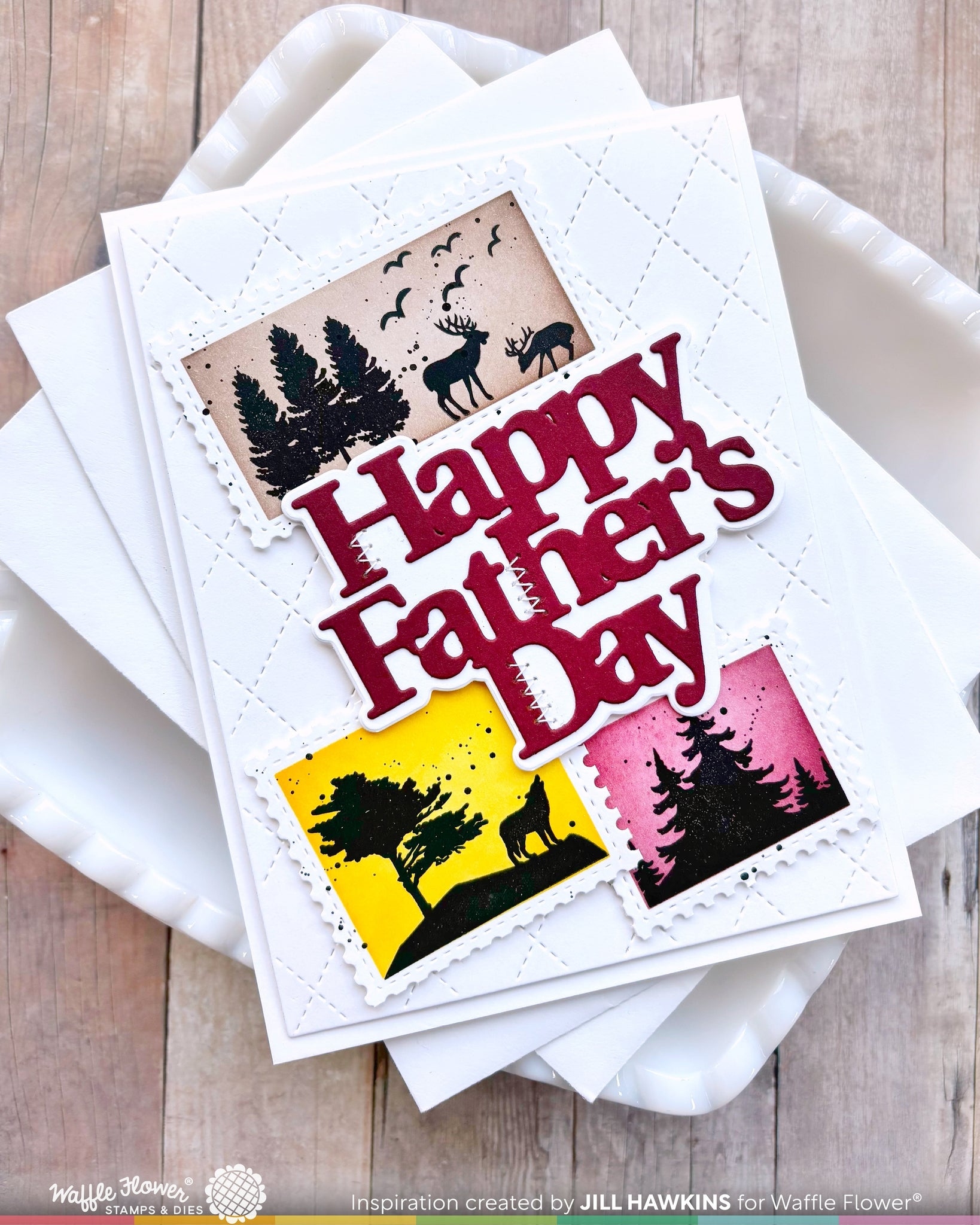 Postage Collage Forest Sunset Stamp Set