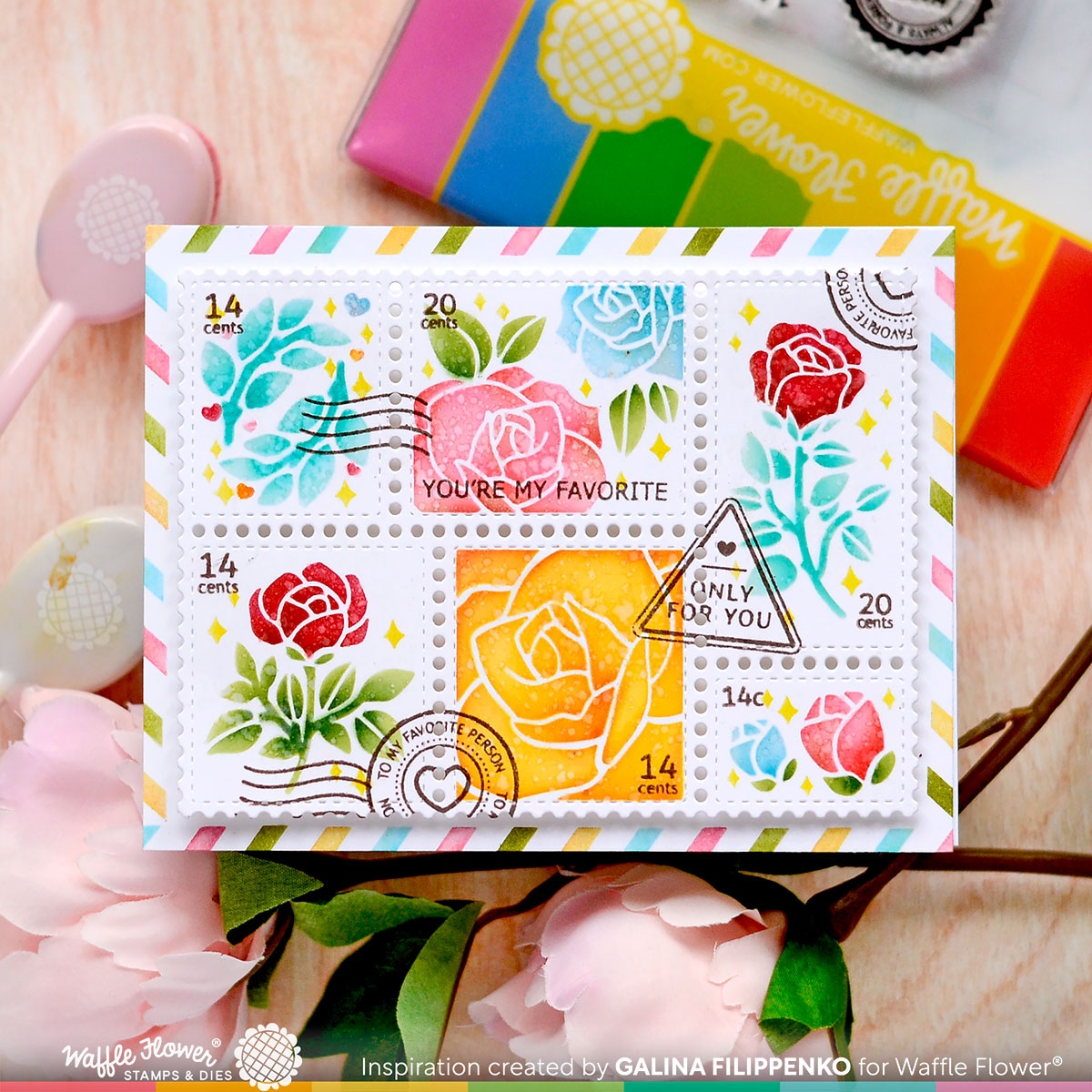 Postage Collage Rose Stencil