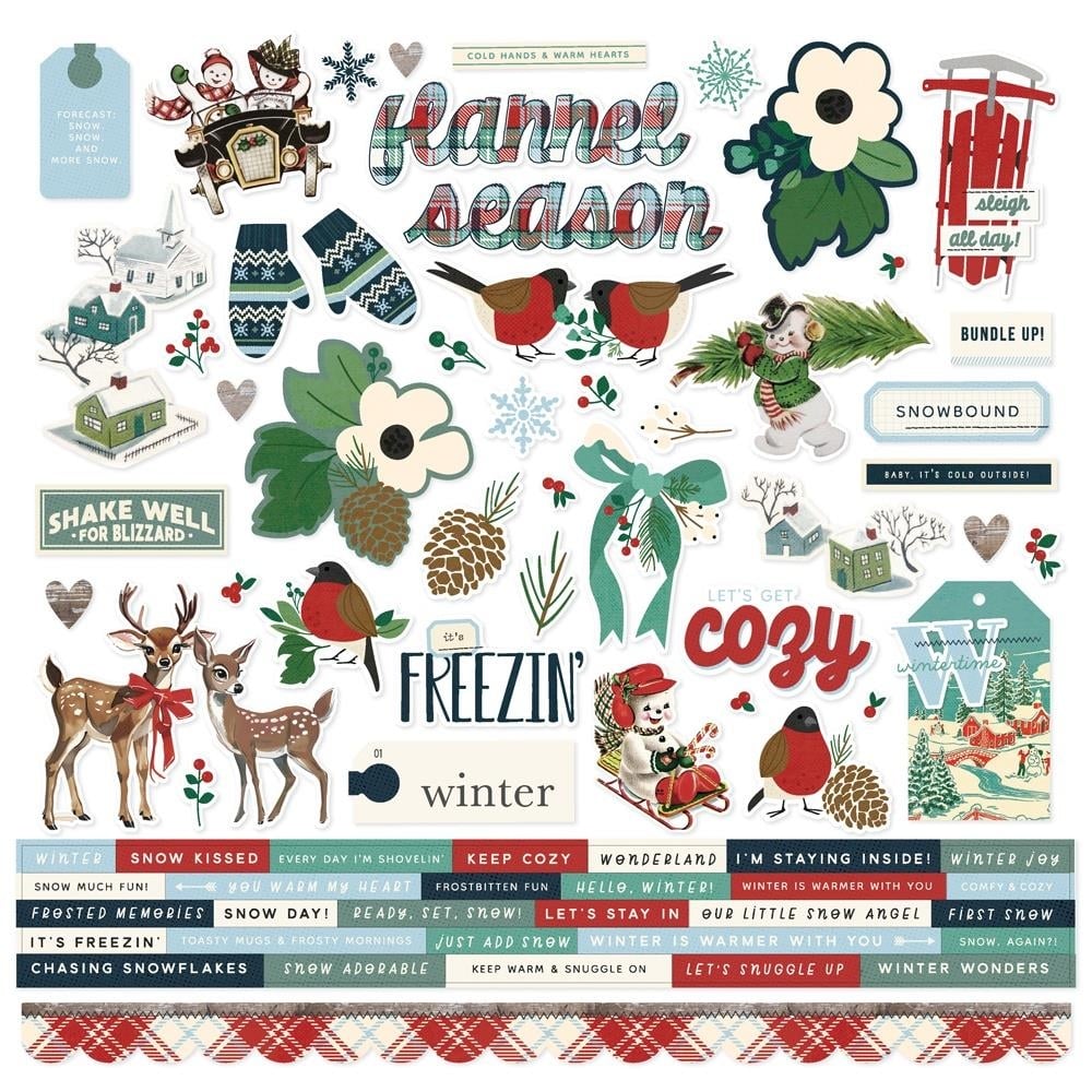 Flannel Season Cardstock Stickers 12"X12"