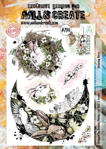 #0794 Blossomy Hares A4 Clear Stamp Set