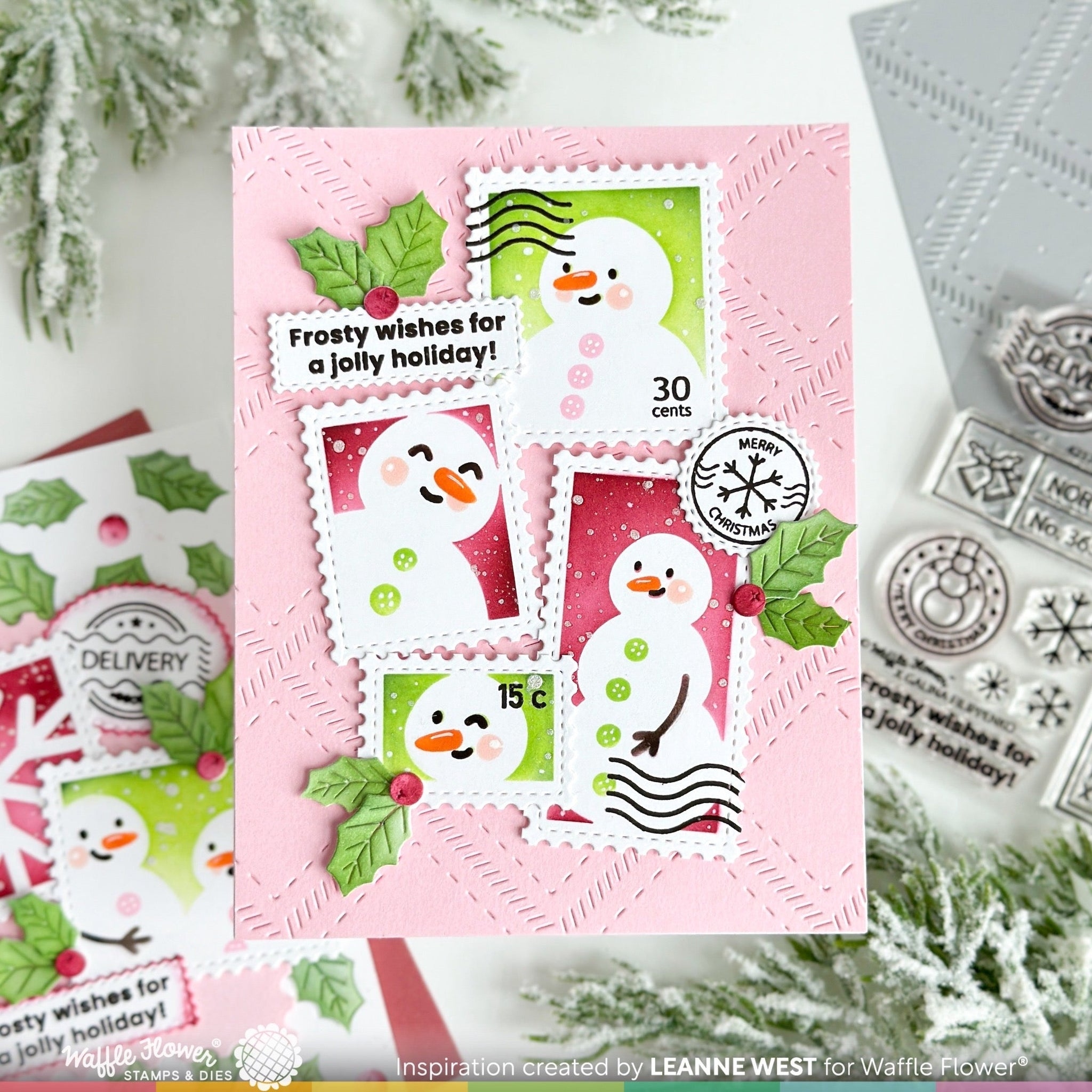 Postage Collage Snowman Stencil