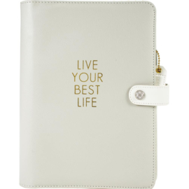 Live Your Best Life - Grey  A5 Faux Leather 6-Ring Planner Binder