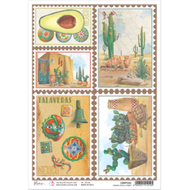 Sonora Postal Stamps Rice Paper A4