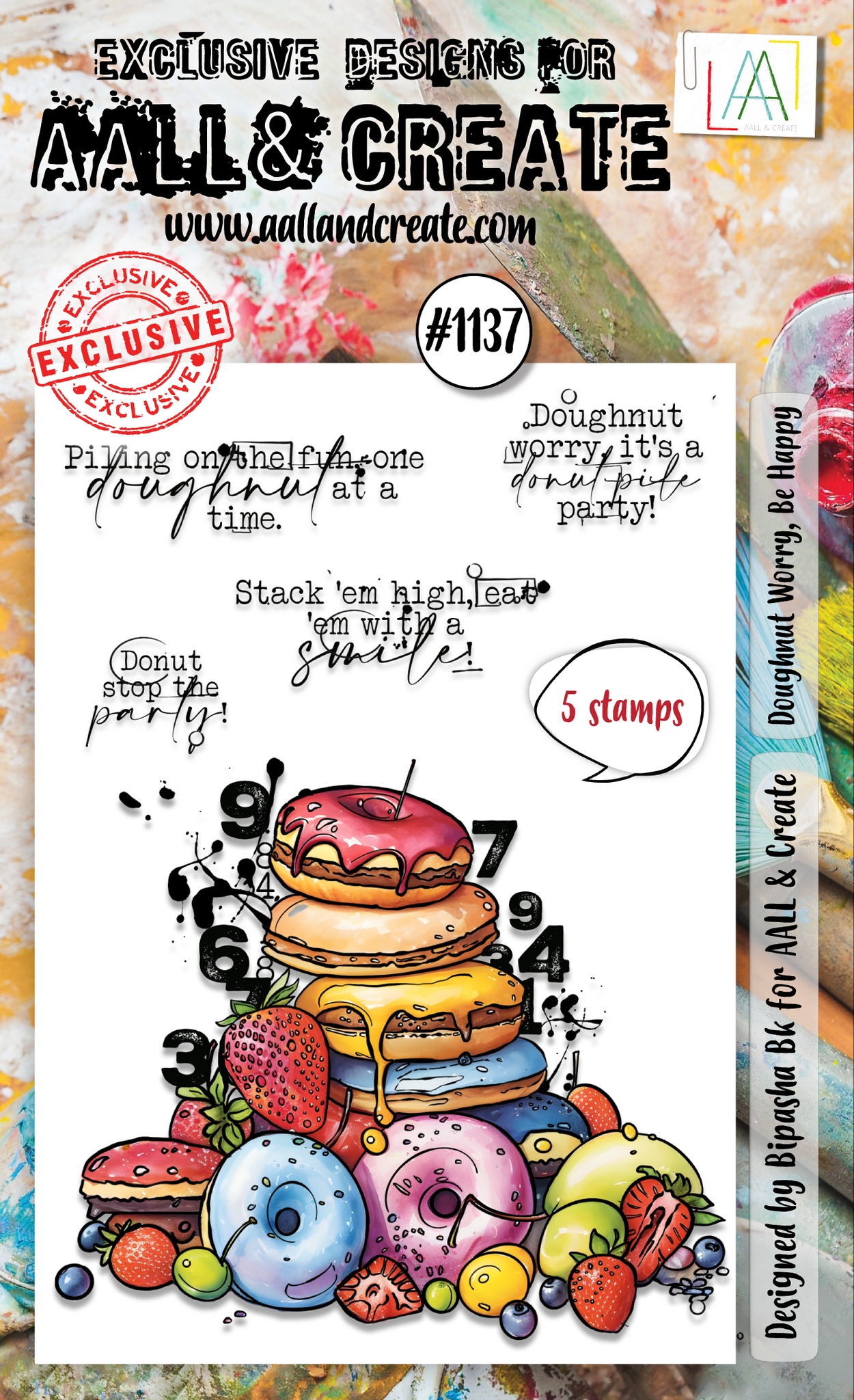 #1137 Doughnut Worry, Be Happy A6 Stamp Set
