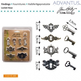 Locket keys x4, keyholes x4, fasteners x8