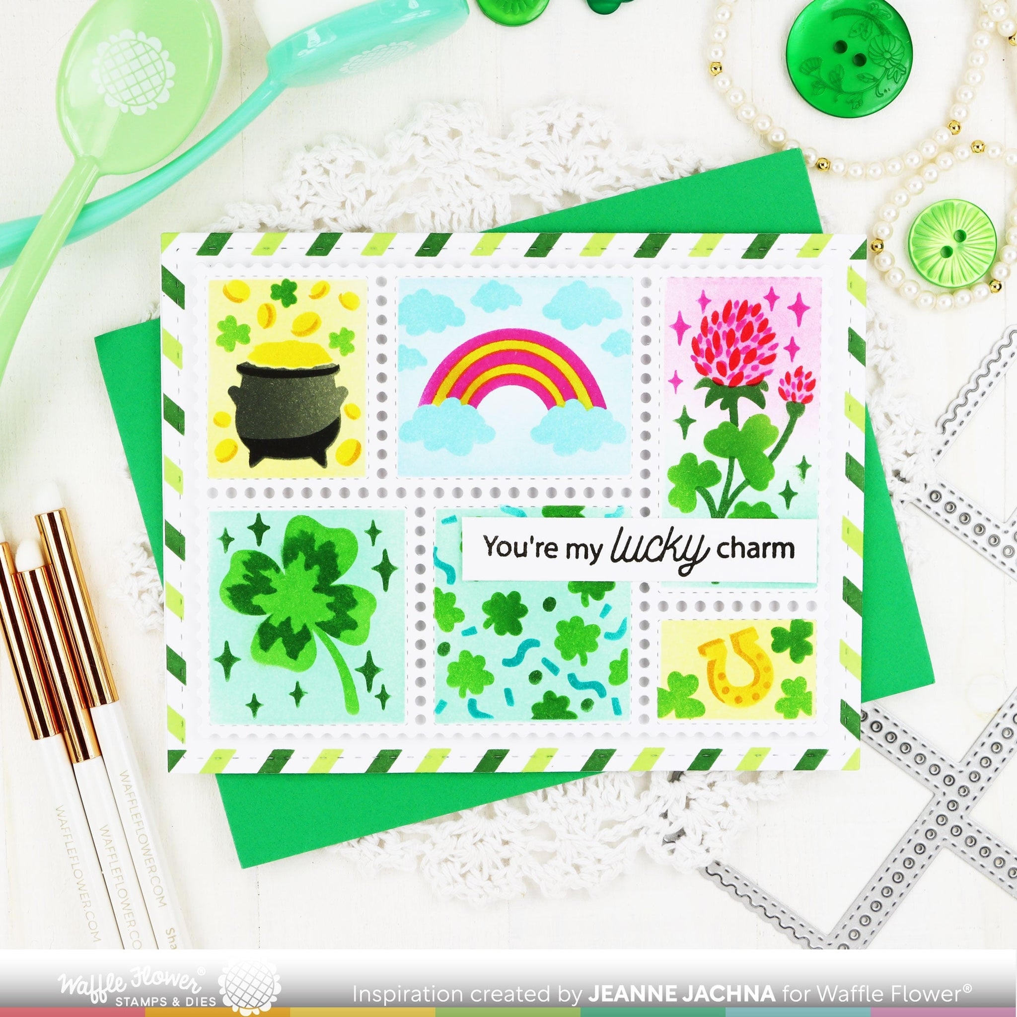 Postage Collage Lucky Stencil Trio