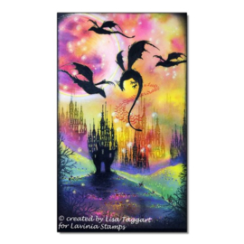 LAV533 Dragon Stone Castle Stamp