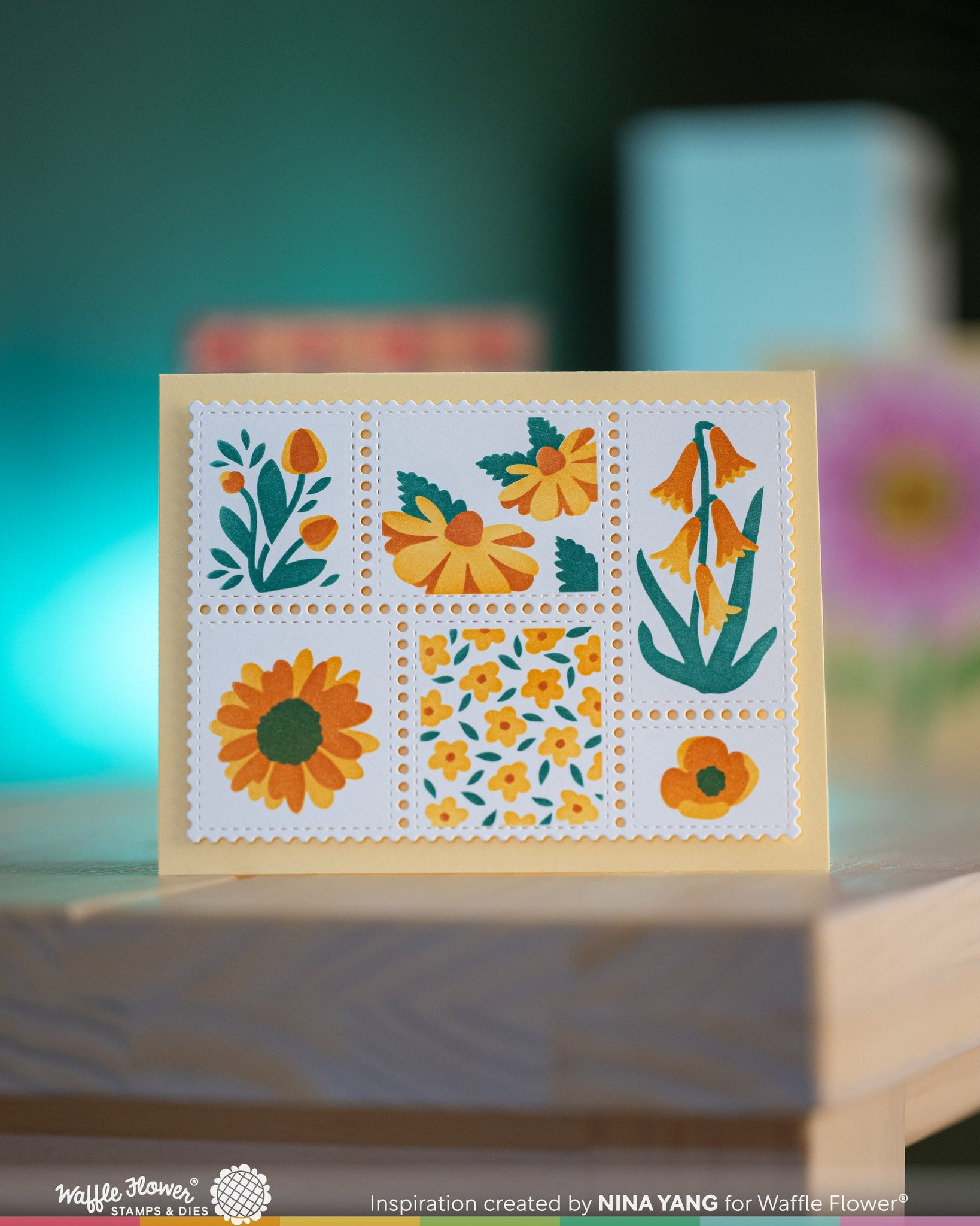 Postage Collage Wild Flower Stencil