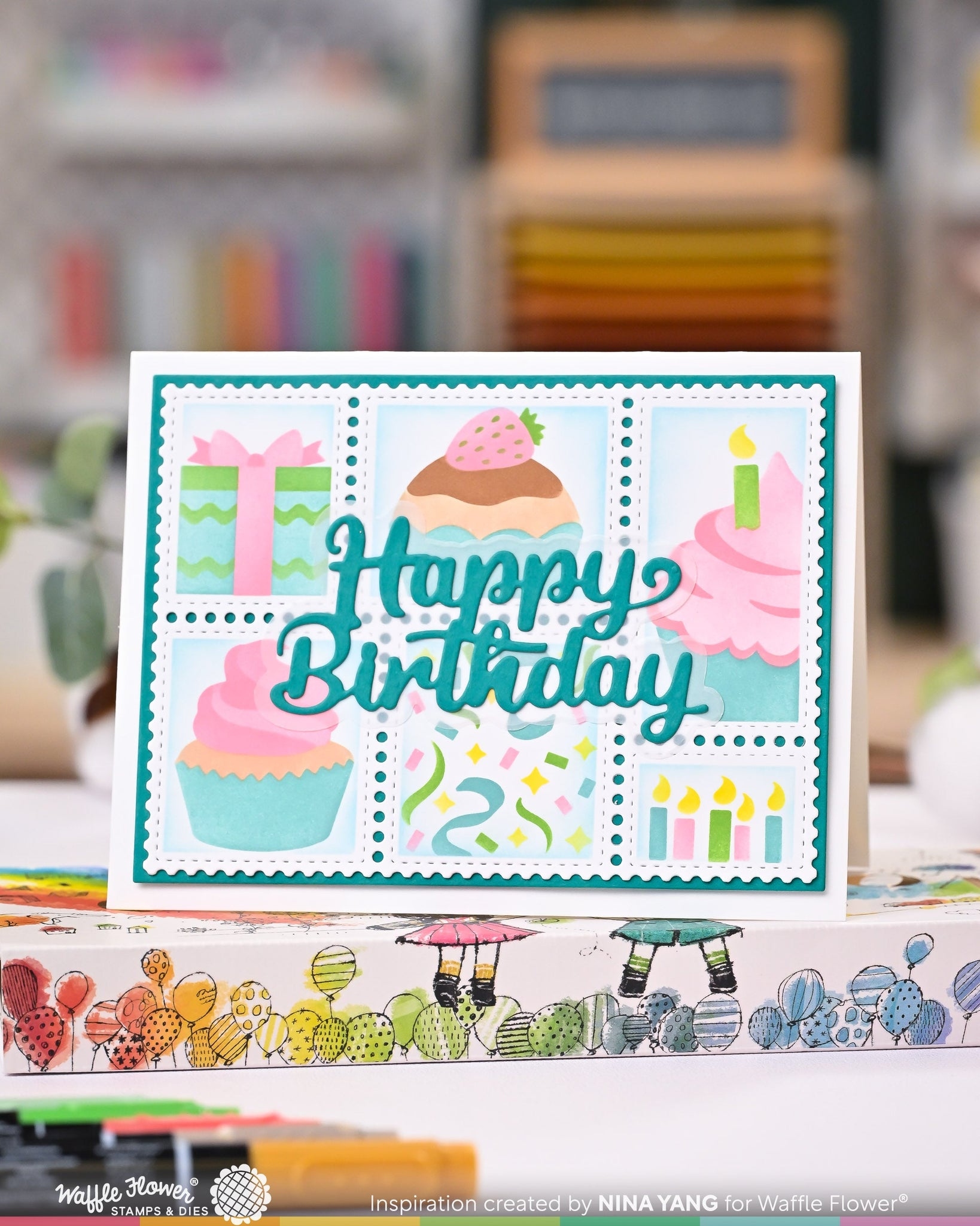 Postage Collage Cupcake Stencil